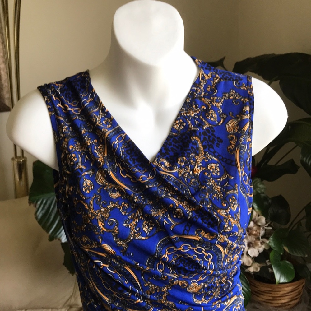 Royal Brocade Print Bodycon Stretch fit Dress Med - Picture 2 of 3